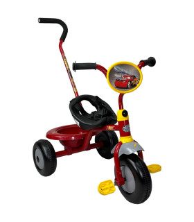 Triciclo Bebe Con Barandilla Desmontable Y Toldo Ajustable Color Rojo