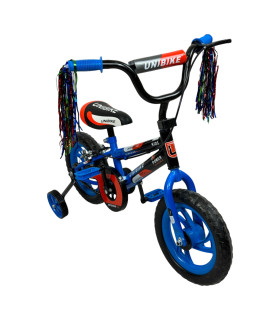 Bicicleta para Niños Rodada 12 Azul con ruedas de entrenamiento Unibike - 1