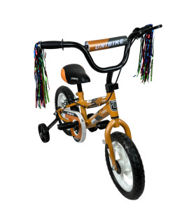 Bicicleta para Niños Rodada 12 Cafe con ruedas de entrenamiento Unibike - 1