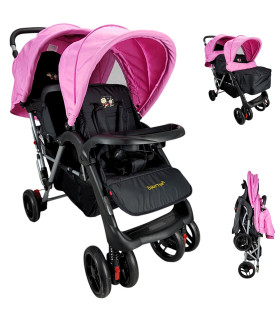 Carriola Gemelar para Bebe, Ruedas con Freno, Plegable, Reclinable The Baby Shop - 1